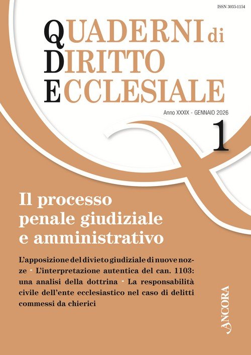 Quaderni di diritto ecclesiale 1/2026