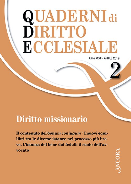 Quaderni di diritto ecclesiale 2/2019