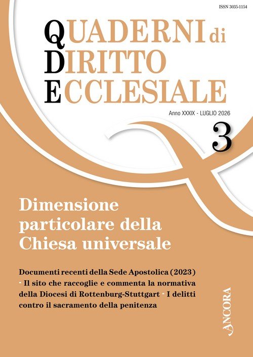 Quaderni di diritto ecclesiale 3/2026
