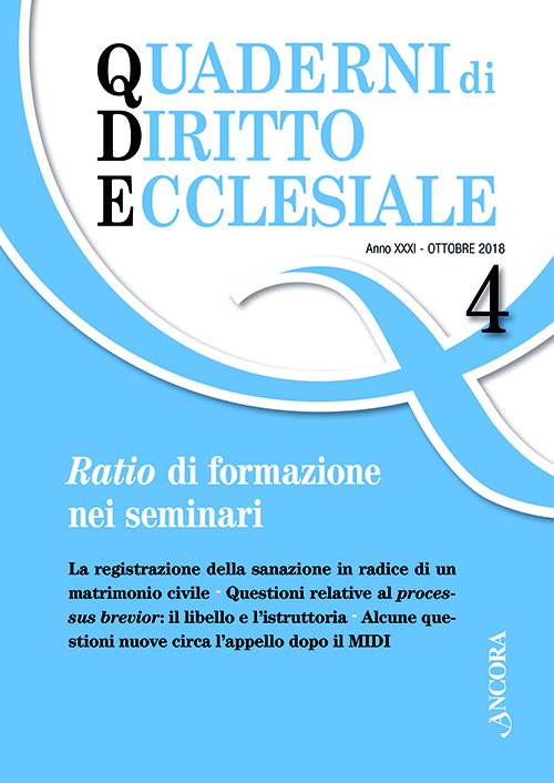 Quaderni di diritto ecclesiale 4/2018