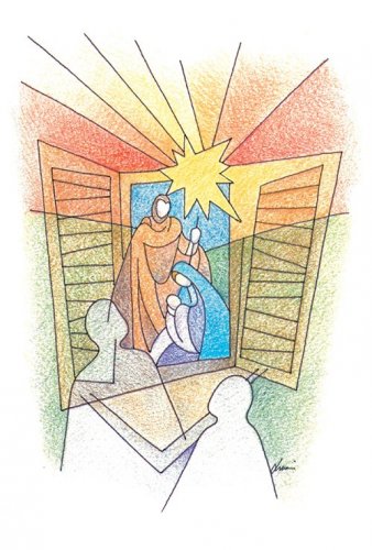 JA0063 Dio con noi - 50 pezzi + 50 buste - Biglietto Natale con busta