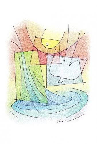 JA0072 L'acqua e lo Spirito - 50 pezzi + 50 buste - Biglietto Cresima con busta