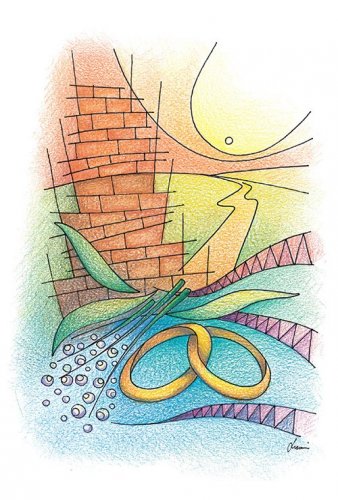 JA0103 L'amore è longanime - 50 pezzi + 50 buste - Biglietto Sposi con busta