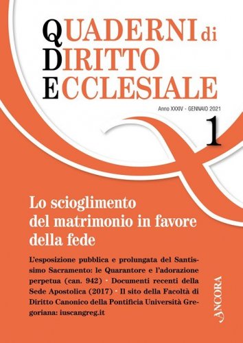 Quaderni di diritto ecclesiale 1/2021