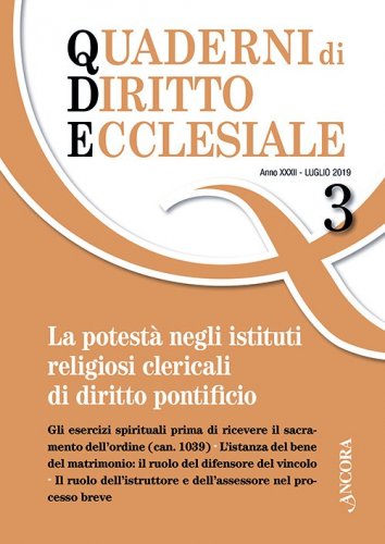 Quaderni di diritto ecclesiale 3/2019